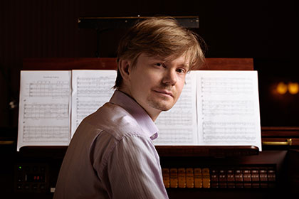 Frederik Magle ved orglet i Konservatoriets koncertsal 2016