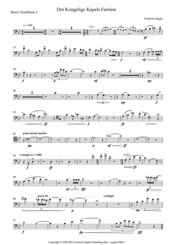 Det Kongelige Kapels Fanfare Trombone part preview