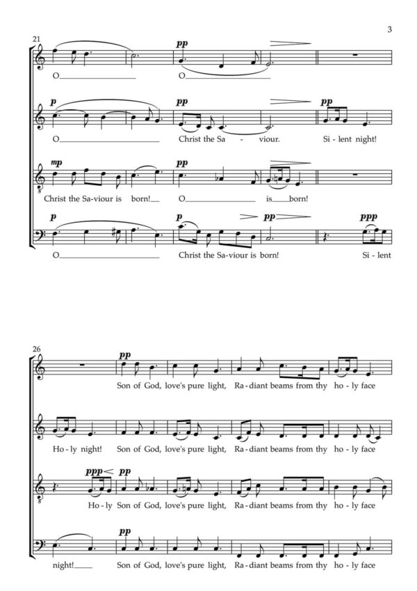 Silent night sheet music preview page 3