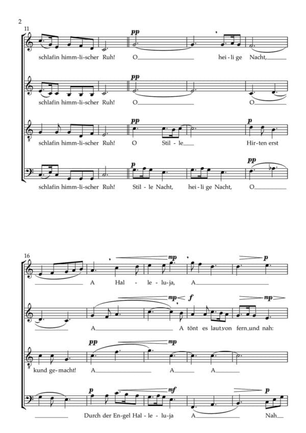 Stille Nacht, heilige Nacht! / Silent Night, Holy Night - Arrangeret for fire stemmer, SATB (noder, PDF)