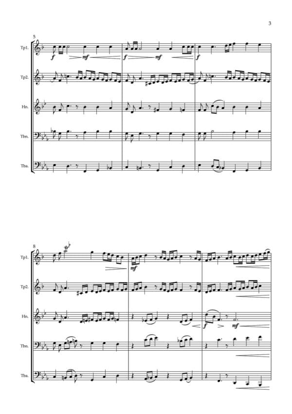 Frederik Magle - Intermezzo for brass quintet - Full Score page 3 preview