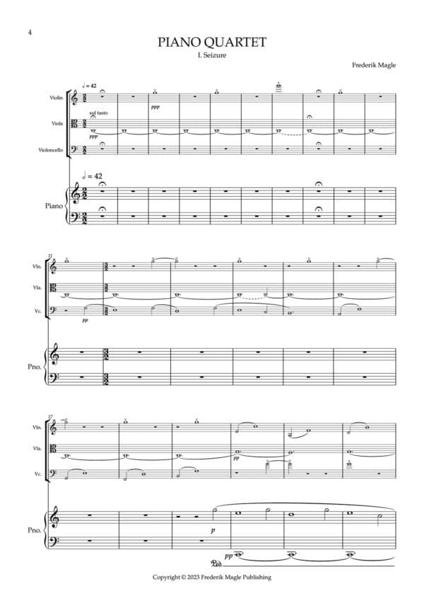 Piano Quartet, full score page 4 preview